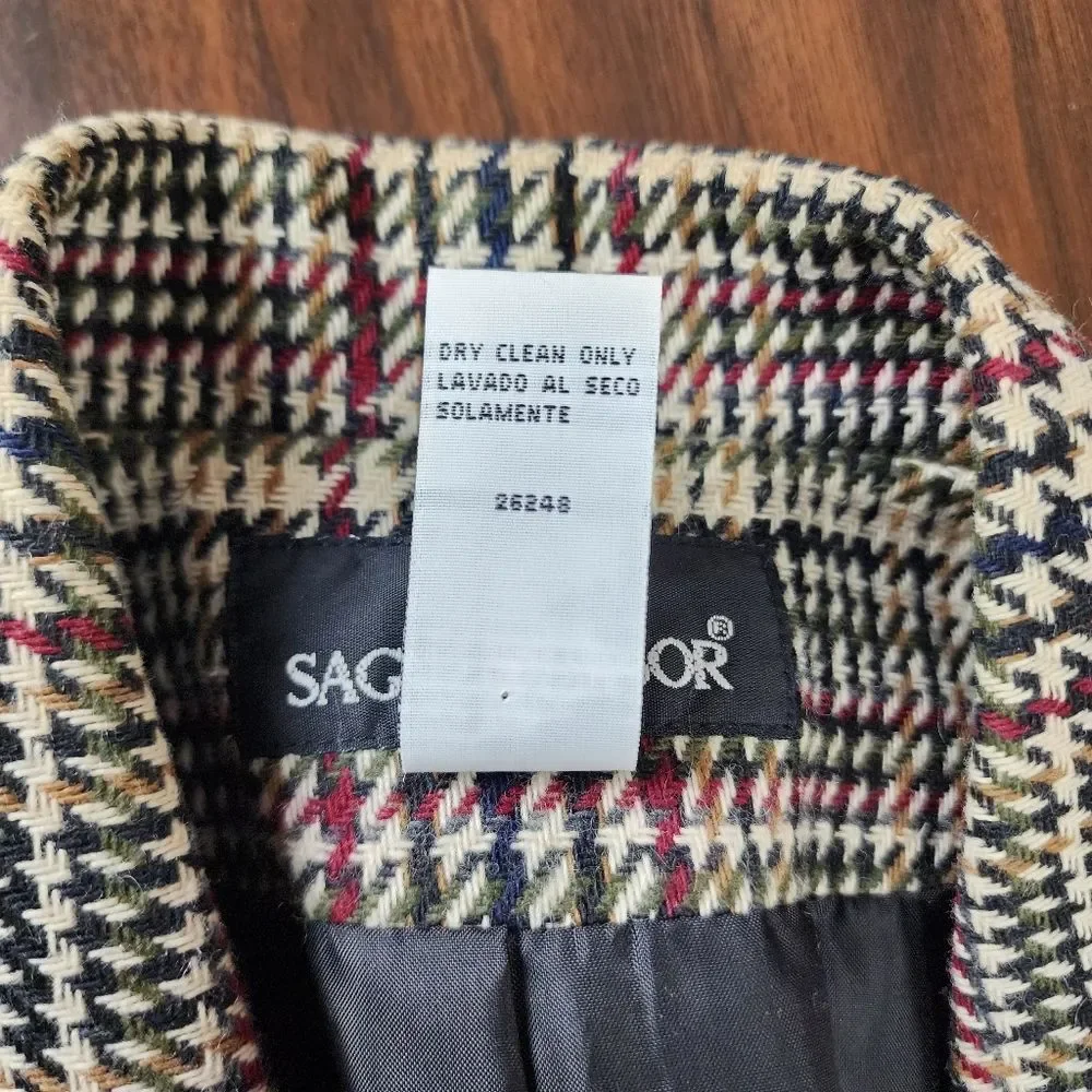 Sag Harbor Plaid Blazer Wool Blend Houndstooth Eclectic Grandpa Jacket Size 14 - Picture 11 of 16